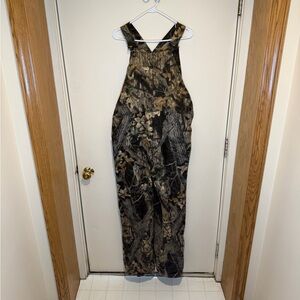 Vintage 80s Mossy Oak Breakup Camo Bib Overalls Suspenders Size Large USA Made